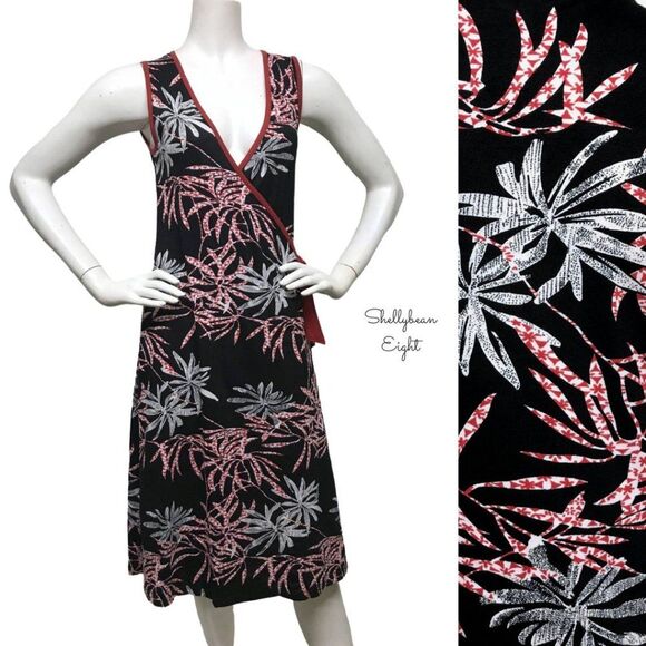 ANTHROPOLOGIE Tropical Print Stretch Wrap Dress S - Picture 6 of 11